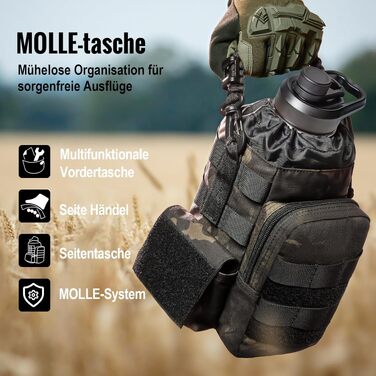 Термос-фляга OneTigris 1.9л (64oz) з чохлом, для спорту, туризму, кемпінгу (камуфляж чорний)