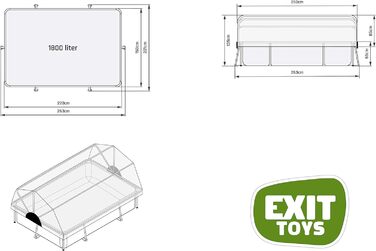 Прямокутний каркасний басейн EXIT Toys Stone 220x150x65 см з багатофункціональним накриттям, картриджним фільтром, легким доступом, сірий, для чистої та теплої води