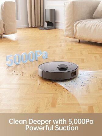 Робот-пилосос Dreame D10s Plus з функцією вологого прибирання, автоочищенням DualBoost 1.0, штучним інтелектом, LDS-навігацією, потужністю всмоктування 5000 Па, до 280 хв роботи, відеоспостереженням та додатком, чорний