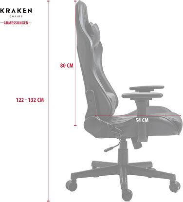 Ігрове крісло KRAKEN CHAIRS, ергономічне, офісне, з регульованою висотою, 3D підлокітниками, подушкою для попереку та підголівником, чорне-сріблясте, екошкіра
