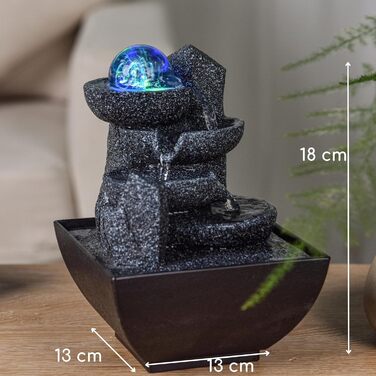 Настільний фонтан Zen Light SCFR22-C3 із закритим контуром, LED-підсвітка, 18 см
