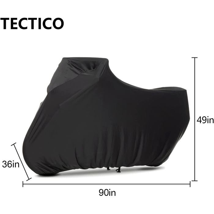 Еластичний чохол для мотоцикла TECTICO XL, дихаючий, для гаража, чорний, 230XL (90×36×49 дюймів)