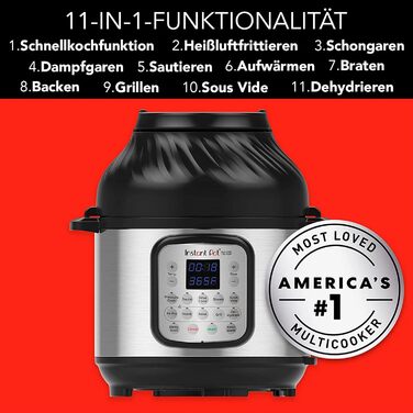 Instant Pot DUO CRISP + Air Fryer 8L Мультикухня: 11 функцій в 1. Швидковарка, фритюрниця, пароварка, мультиповарня, з металом