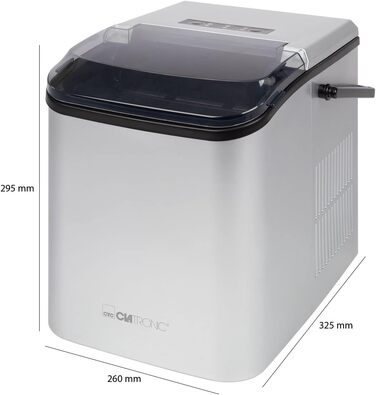 Льодогенератор Clatronic EWB 3785 сріблястий: 12 кг/24 год, самоочищення, резервуар 1.5л, швидке виробництво льоду (10 хв)
