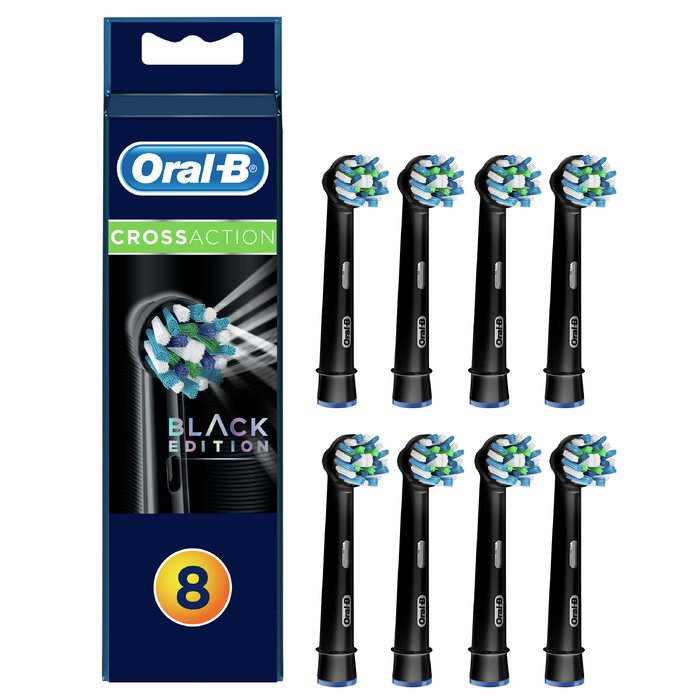 Смінні насадки для електричної зубної щітки Oral-B CrossAction, для ефективного видалення нальоту, чорні, 8 шт. в упаковці