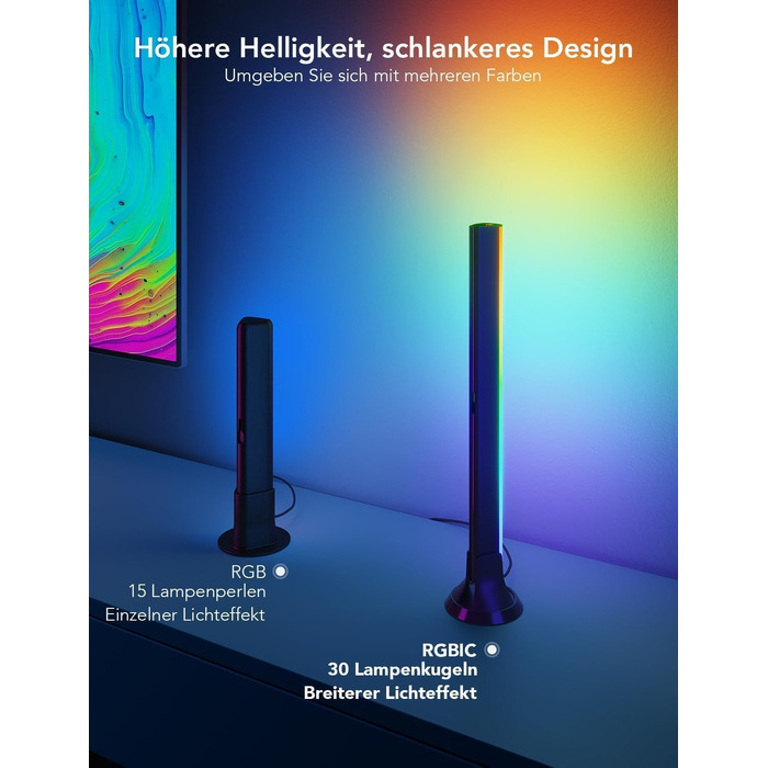 Світлодіодні RGBIC LED-панелі для підсвічування телевізора Govee (45-70 дюймів), чорні