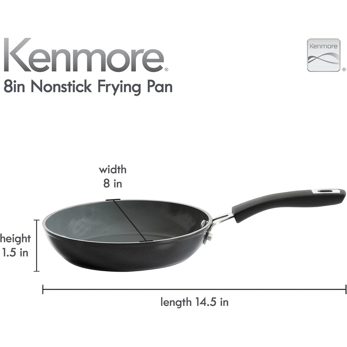 Набір посуду Kenmore Elite Andover, 10 предметів, алюміній кований з антипригарним покриттям, блакитний Glacier Blue (сковорода 20 см, чорний/кристали)