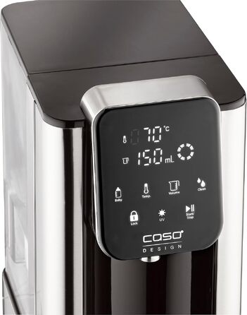 Диспенсер для гарячої води CASO HW 666 Inox UV з УФ-дезінфекцією, 2.7л, 2600Вт, для дитячого харчування, 40-100°C, нержавіюча сталь, з фільтром