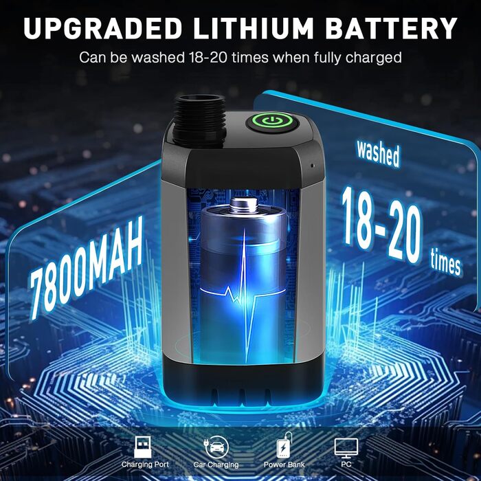 MIAOKE Портативна електродушова система для кемпінгу, 7800 mAh, з цифровим дисплеєм та регулюванням температури, сірий колір