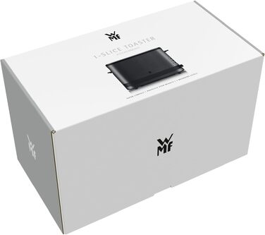 Тостер WMF Küchenminis для 1 тосту XXL, з підставкою для булочок, розморожування, 7 рівнів підсмажування, 600 Вт, нержавіюча сталь, чорний матовий