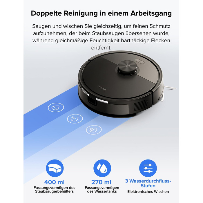 Робот-пилосос Roborock Q7 L5 з потужністю 8000 Па, системою Dual Anti-Tangle та розумною навігацією, чорний
