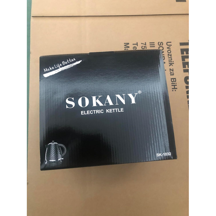Електрочайник SOKANY SK-1032 2200 Вт, 1,7 л, білий, знімний фільтр від накипу, авто-вимкнення, індикатор рівня води, обертається на 360°, чайник для води та чаю