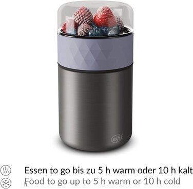 Термоконтейнер для їжі alfi ENDLESS FOOD MUG 500 мл, лаванда, з додатковим снек-потом, 3-в-1, із нержавіючої сталі, ізольований, не протікає, зберігає тепло до 5 годин, холод – до 10 годин, можна мити в посудомийній машині