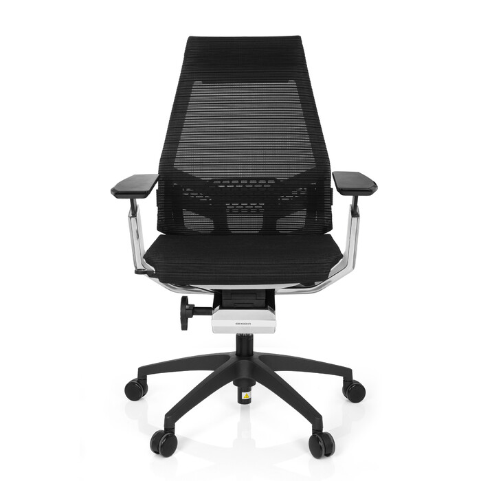 Офісне крісло GENIDIA SMART WHITE CM сітка чорний AL Chrom hjh OFFICE