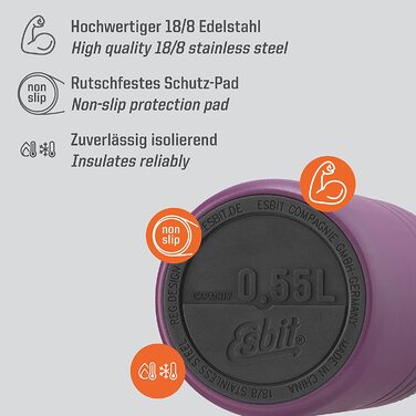 Термос для їжі Esbit Majoris з нержавіючої сталі, 550 мл, BPA-free, для гарячих страв та супів, чорний і сріблястий