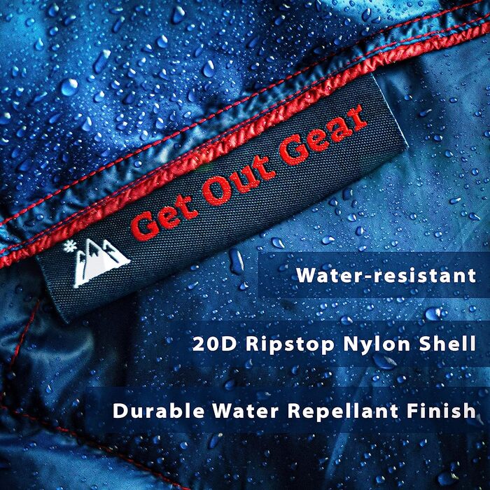 Кемпінговий пуховий плед Get Out Gear 650FP, легкий, водонепроникний, компактний, для туризму, походів, подорожей, гамака, сірий/бордовий