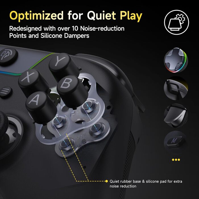 Бездротовий ігровий контролер EasySMX X05PRO для PC, Nintendo Switch, Android, iOS — Hall Joysticks, тихі кнопки, 2-рівневі тригери, 1000mAh, чорний