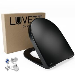 Сидіння для унітаза LUVETT D140 D-подібне, чорне, з мікроліфтом SoftClose та функцією швидкого знімання TakeOff