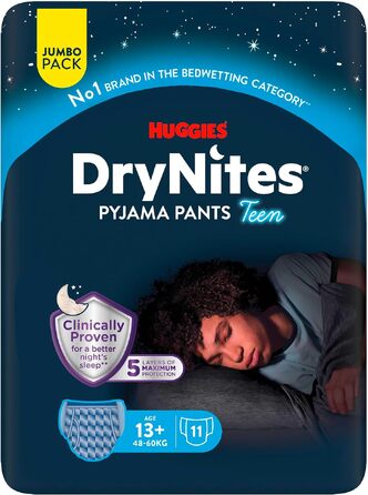 Нічні підгузки-труси Huggies DryNites для хлопчиків від 13 до 17 років (48-60 кг), XL, 33 шт. (Jumbo-пак)