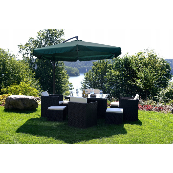 Садова парасолька з вильотом Funfit Garden, зелена, 350 x 250 см