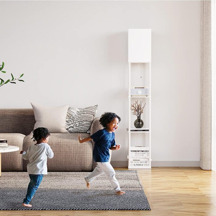 Торшер SUNMORY з полицею, диммований, LED 3 кольори, білий – для вітальні, спальні, кабінету, офісу