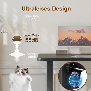 Електричний регульований стіл JUMMICO 140x60 см, чорний, з USB-портом для зарядки, ергономічний