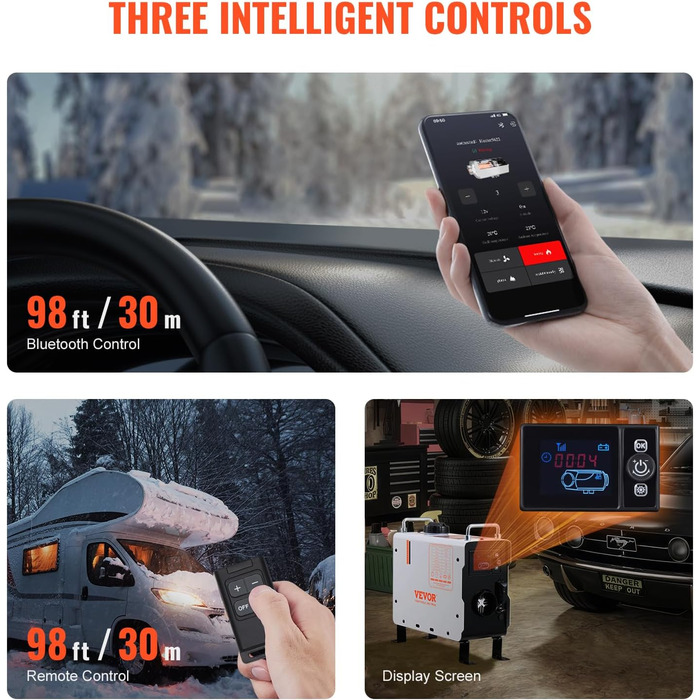 Дизельний обігрівач VEVOR 8 кВт 12/24 В з пультом керування та LCD-дисплеєм, 4,5 л бак, для вантажівок та автодому