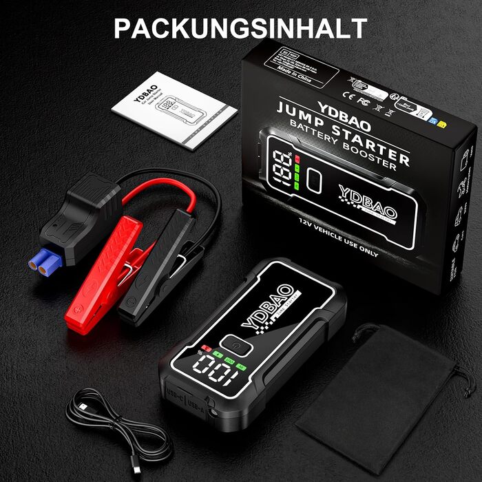 Бустер для автомобіля Starthilfe Powerbank 8000A 12V — Пусковий пристрій для автомобільного акумулятора (9188DE)