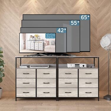 LYNCOHOME комод з 6 тканинними шухлядами та полицями, шафа для передпокою, кухні, офісу, спальні, березовий колір
