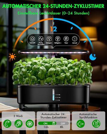 Гідропонна система 15 горщиків Smartes: домашній сад з аеропонікою для швидкого вирощування зелені, салату та трав. LED-підсвітка, комплект для кухні/балкону