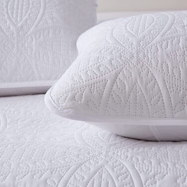 Покривало WONGS BEDDING 220x240 см синє, квітковий принт, мікрофібра, літня стьобана ковдра з 2 наволочками 48x75 для двоспального ліжка