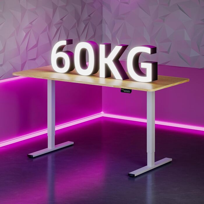 Електричний стіл SANODESK 160x60 см, регульований по висоті, ігровий стіл з пам'яттю, гачком, колір клен
