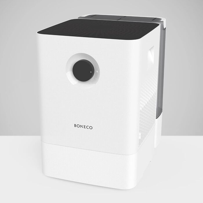 Зволожувач повітря BONECO W300 знімний бак 12 л, для кімнат до 50 м², дуже тихий 27 дБ, 2 режими, авто-вимкнення, мийка повітря, білий