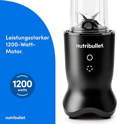 Nutribullet Ultra NB1206MB: Електричний блендер для смузі з глечиками Tritan, 900мл + 700мл, 2 кришки To-Go, 1200 Вт, сірий