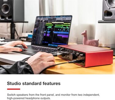 Focusrite Scarlett 4i4 4-го покоління USB Аудіоінтерфейс для гітаристів, вокалістів та музикантів (16 входів/16 виходів) - HiFi студійна якість