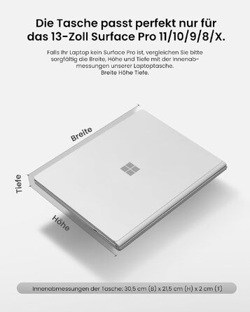 Захисний чохол-сумка tomtoc 360° для Microsoft Surface Pro 11 (2024), Copilot+ PC, Surface Pro 10/9/8/X (13