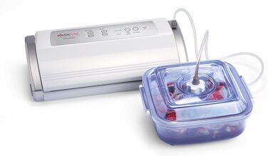 Magic Vac Dinamika Professionelle: Вакуумний пакувальник для продуктів, контейнерів та маринадів, з набором для вакуумування, сріблястий