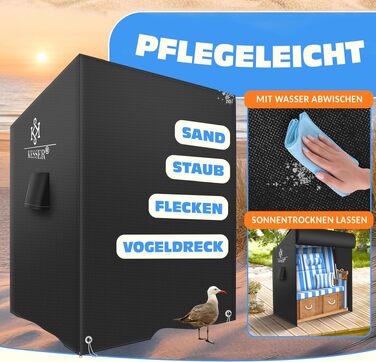 Чохол для плетеного крісла KESSER® Преміум, водонепроникний, зимовий, UV-стійкий, 600D Oxford (120x90x160 см, чорний, 155 см)