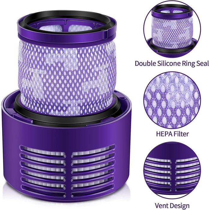 HEPA-фільтр Morpilot для пилососа Dyson V10 SV12 Cyclone Animal Absolute, миючий змінний фільтр 2 шт. з щіткою та серветкою, сумісний з DY-969082-01