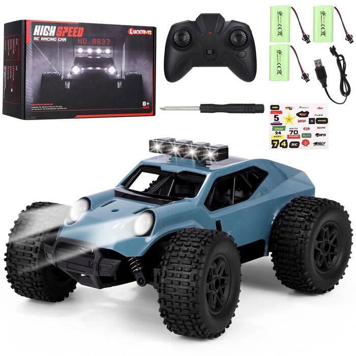 Радіокерований позашляховик Monstertruck 1:20 2.4GHz з фарами, 3 акумулятори (70 хв роботи) - іграшка для дітей та дорослих