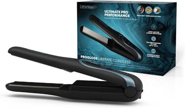 Бездротовий керамічний стайлер для волосся Revamp Progloss Liberate Shine з іонною технологією, кератином, аргановою та кокосовою олією для гладкого волосся без пухнастості, компактний дорожній прасок для волосся