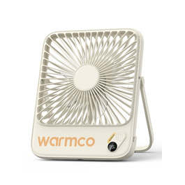 Вентилятор акумуляторний Warmco 10000mAh 21 см, портативний, до 24 год, тихий, з дисплеєм для кемпінгу, офісу, спальні, подорожей (білий)