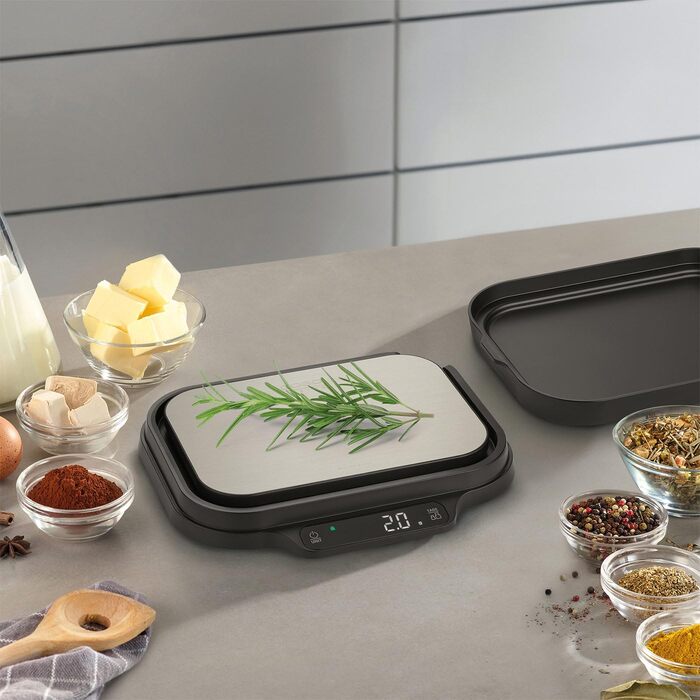 Кухонні ваги 2 в 1 CASO KitchenDuo: електронні ваги до 15 кг (крок 1 г) та високоточні ваги до 1 кг (крок 0,1 г), функція Hold, сталева поверхня