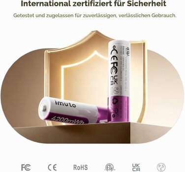 Набір літієвих акумуляторів imuto AA 1.5V (8 шт) з зарядним пристроєм, 3000mWh, 2500 циклів зарядки