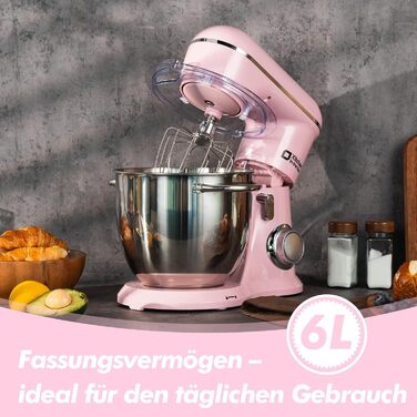 Кухонна машина Kitchen in the box Fab-Serie, потужний планетарний міксер 1300 Вт, 10 швидкостей, з набором насадок (гак, вінчик, міксер) для щоденного використання