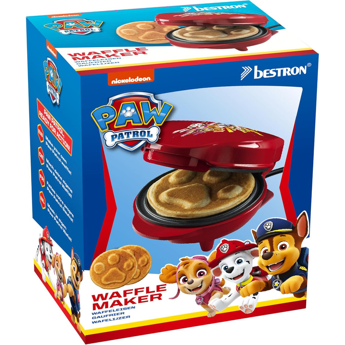 Вафельниця Paw Patrol, міні-вафельниця для дітей, офіційна ліцензія, діаметр 10 см, червона, для дня народження, Великодня та Різдва
