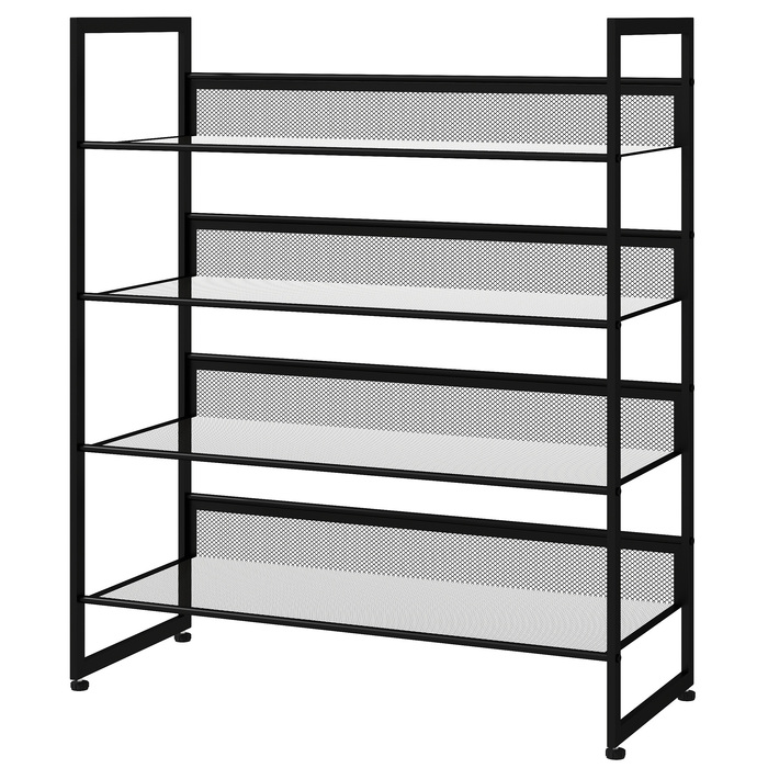Поличка для взуття, 4 яруси, 72 x 30 x 82,7 см, чорна