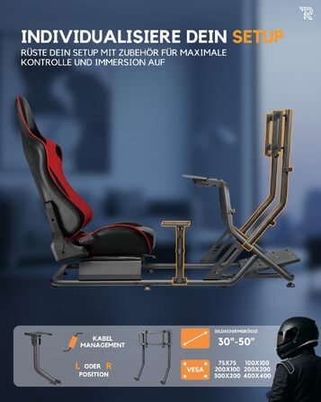 Ігрове крісло для симулятора Ranqer Racing Seat: ергономічне сидіння з екошкіри для SimRacing (PC, PlayStation, Xbox)