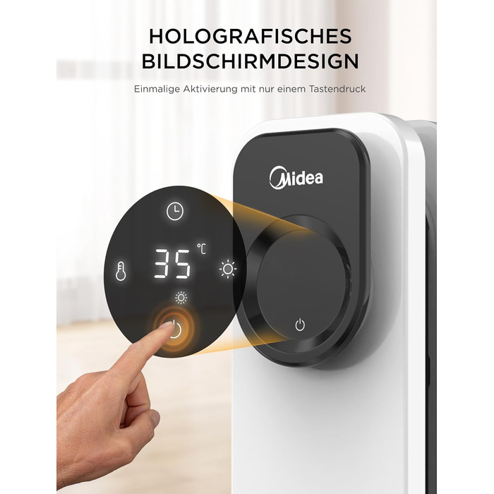 Масляний радіатор Midea NY2311-24UR, 2300 Вт, 11 секцій, з пультом ДК та LED-дисплеєм, чорний