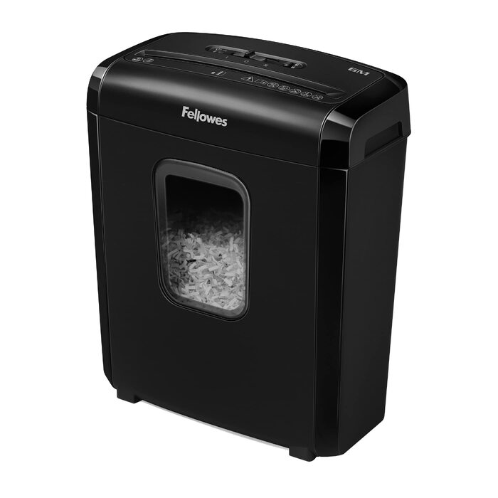 Шредер Fellowes Powershred FS-6C для дому та офісу, знищення документів (P4, міні-шредер), кошик 15л, чорний